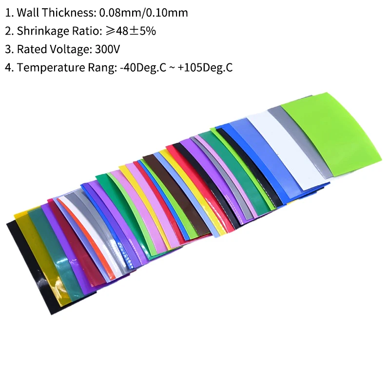 20/100/300pcs 18650/21700/26650 Lipo Battery Wrap PVC Heat Shrink Tube Precut Insulated Film Protection Cover Case Pack Sleeving