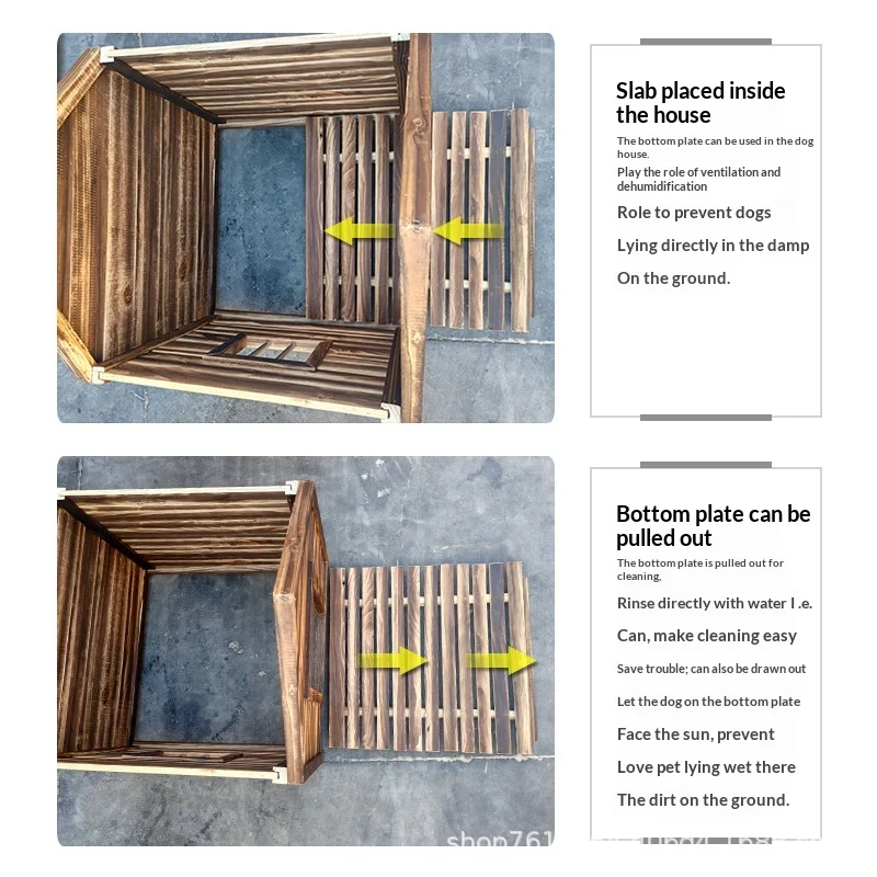 Large Classic Luxury Villa Wooden Dog Kennel with Button Closure Outdoor & Indoor Anti-corrosion Solid Wood for Dogs All Seasons