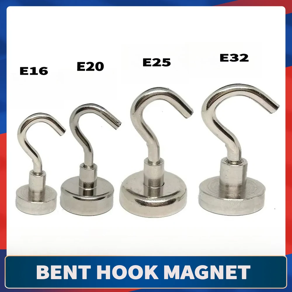 

E16 E20 E25 E32 Neodymium Magnet Hooks Heavy Duty Wall Hooks Home Kitchen Bar Storage Organization for Hanger Key Strong Magnet