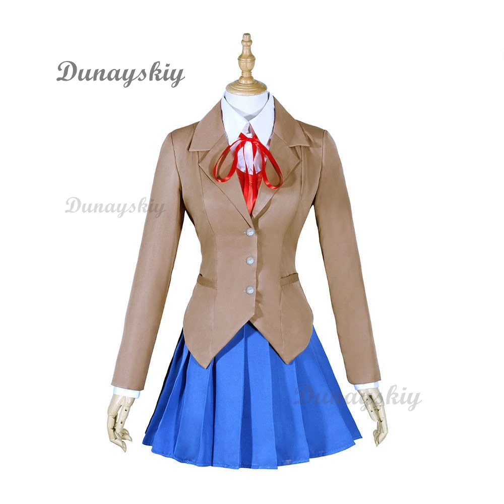 Game Doki Doki Literature Club Natsuki Cosplay Sayori Yuri Monika Cosplay Costume Wig Set School Uniform Girl Women Costumes