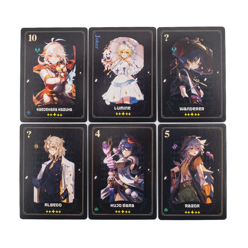 56PCS Genshin Impact Playing Cards  board games Thunder General Bronzing Card Set Two dimensional Game Poker 9.3*6.5cm