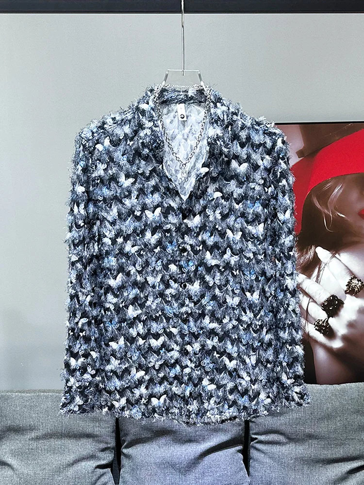 

Korean Sle Print Design Long Sve Casual irt Men's Faionable Versatile Tassel Trim Breathable Summer irt