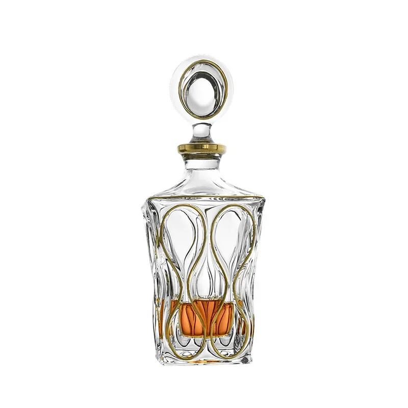 

Crystal glass gold-painted whiskey cup, foreign wine cup, spirit cup, wine bottle set