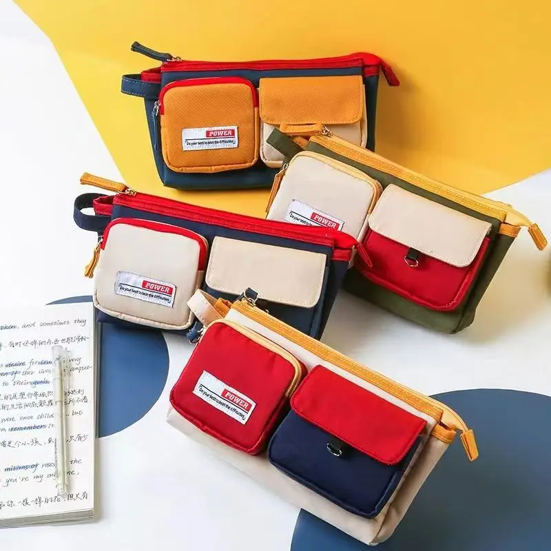

Large capacity pencil case with double-layer multifunctional boy minimalist Korean version primary school stationery ins multi-l
