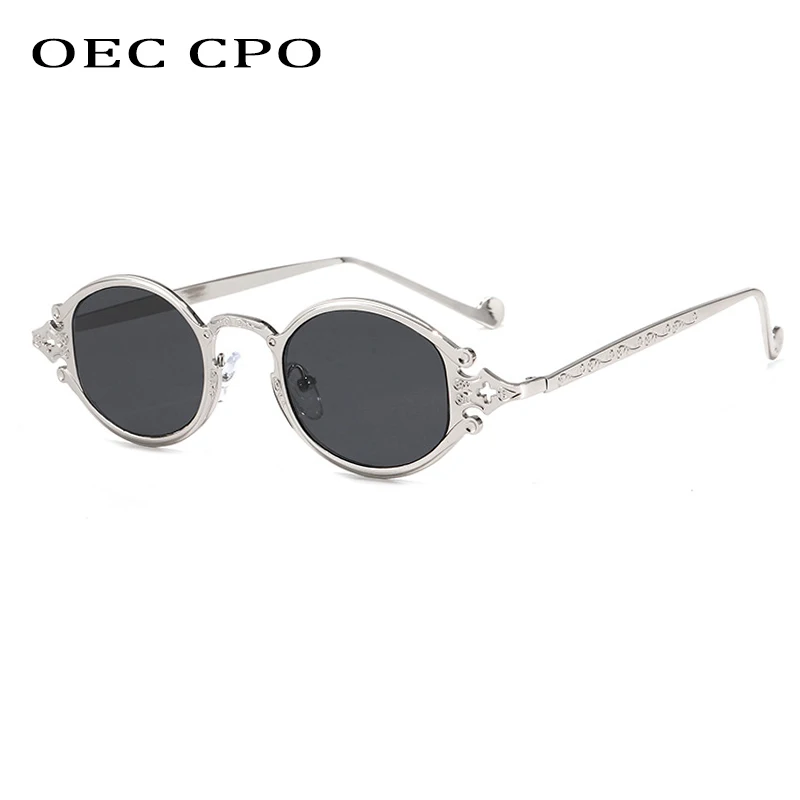 

OEC CPO Vintage Small Oval Sunglasses Women Men Brand Designer Fashion Alloy Round Sun Glasses Female Shades UV400 Eyewear