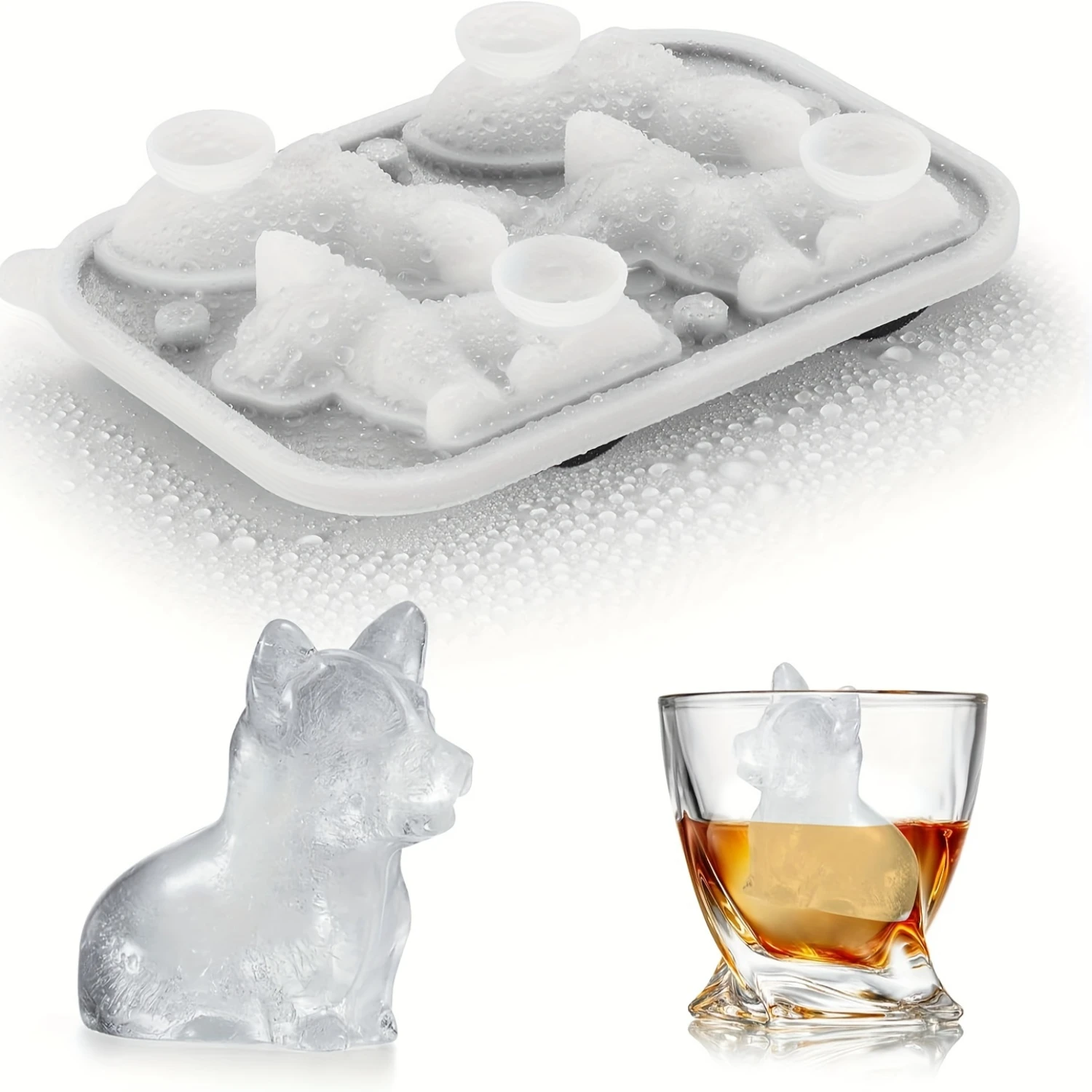 1pc Ice Cube Mold For 3D Corgi Dog, Silicone Ice Ball Tray, Ice Cream Popsicle Mold, Household Ice Ball Crafts, Suitable For , K