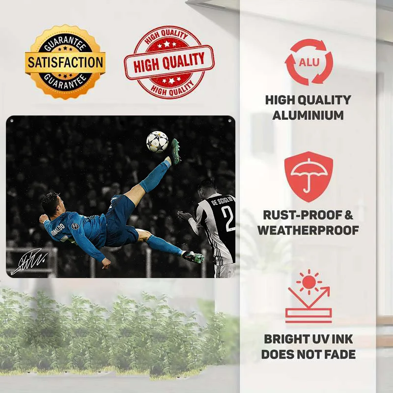 Cristiano Ronaldo 3D Printed Texture Poster Personalized Wall Art Retro Metal Tin Signs for Bedroom Decorations Decoration Room