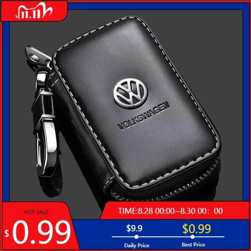 

VW GTI GOLF 2026 Hot For VW VOLKSWAGEN Leather Car Key Bag Keychain Protective Case for Volkswagen Passat Santana Touareg Tiguan