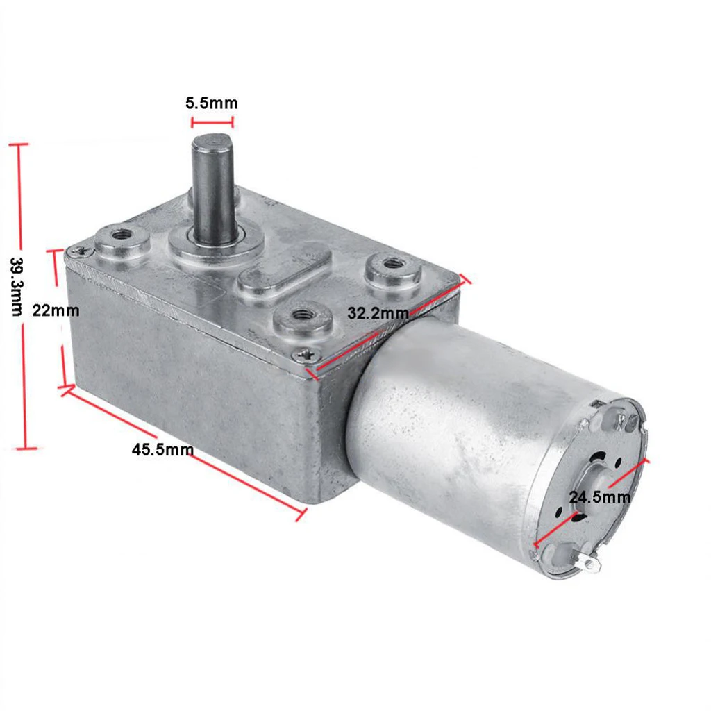 Turbo Worm Gear DC Motor Micro Gearbox 12V Metal Housing Speed Reducer for Office Equipment and Intelligent Automation