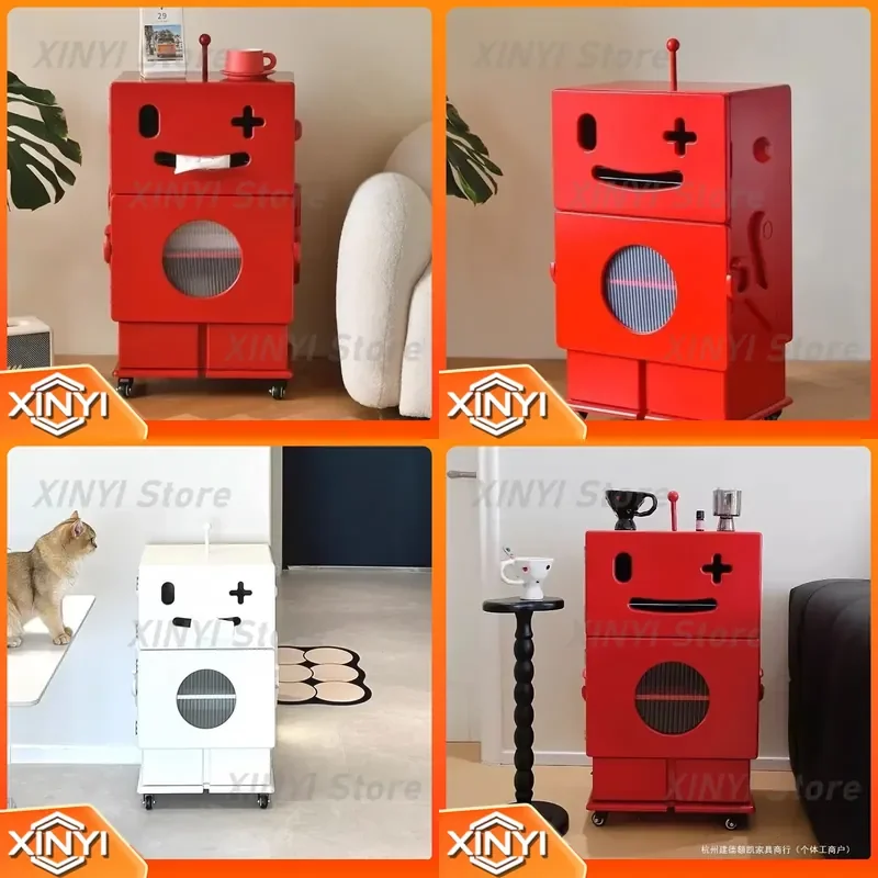 for Robot Style Bedside Table for Modern Bedroom Storage Cabinet Movable Sofa Side Table Dopamine Design Nightstand Furniture