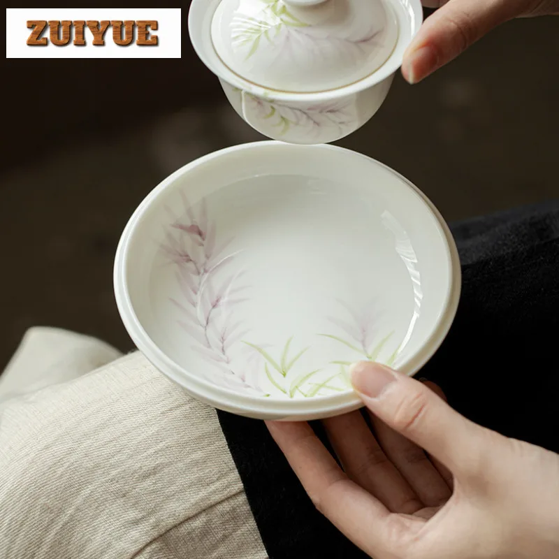 Pure Hand-painted Wisteria Flower Pot Bearing Holder Japanese Dry Brew Table Tea Tray Household Flower Tea Cafes Supplies Craft