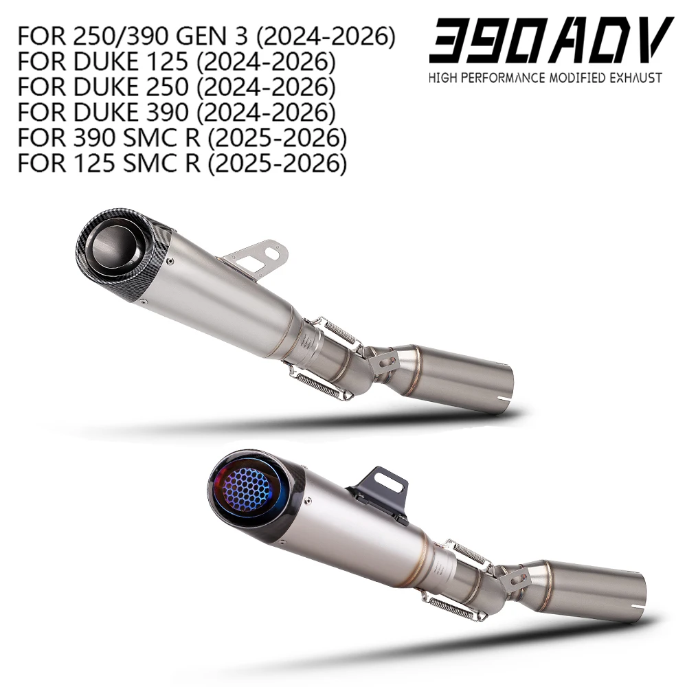 High - Efficiency exhaust muffler for motorcycle For DUKE 390 250 125 2024 - 2026 Motorcycle 51mm Muffler Mid Link Pipe
