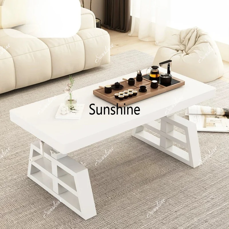 Lifting coffee table Living room dining table Multifunctional solid wood learning desk