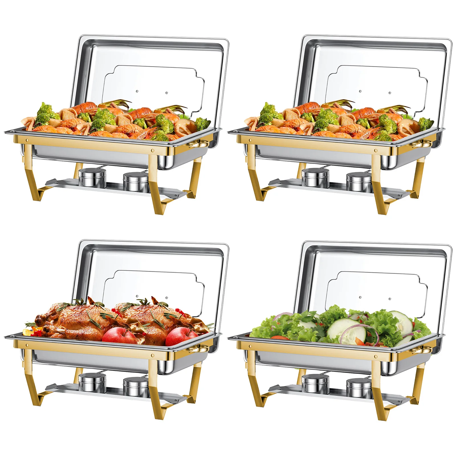 RVS 316 Chafing Dish Buffetset Rechthoekig Semi-Verguld Schotels Warmhouders voor Hotel Catering, Feesten Bruiloften - afbeelding 2