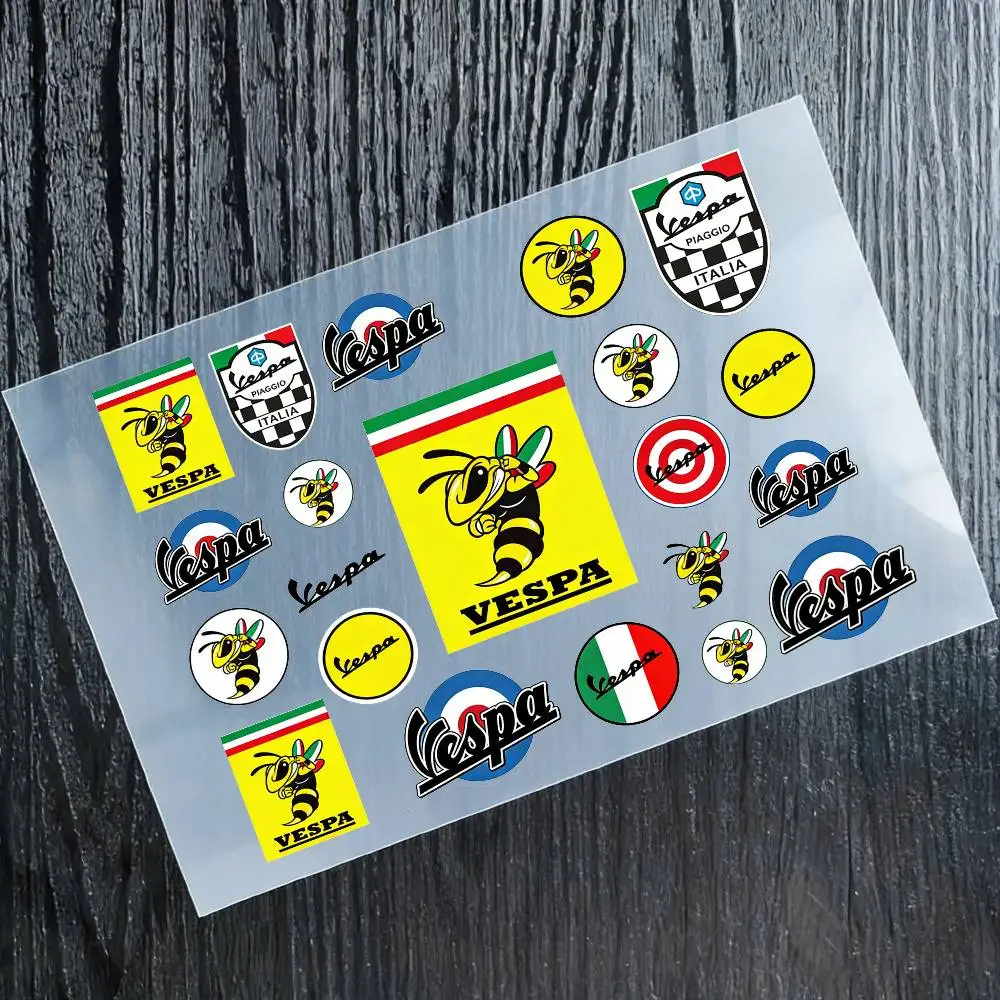 Adesivos refletivos para motocicletas VESPA, decalques de vinil à prova d'água para capacete de moto, tanque de combustível, bicicleta