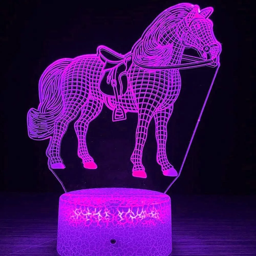 Nighdn Night Lights for Kids Room Decor Horse 3D Illusion Lamp Birthday Gifts for Child Baby Boy and Girl Bedside Sleep Lights