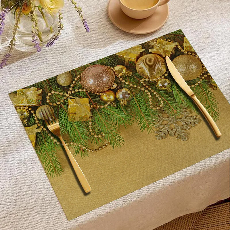 2025 عيد الميلاد الديكور الطرف الطباعة جو الجدول حصيرة الأوروبية مربع الغربية الغذاء المنزلية الجدول حصيرة #6