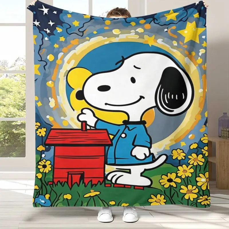 Kawaii S-Snoopys Dog Cartoon Soft Flannel Throw Blanket,Cozy Warm Blanket for Bed,Sofa,Living Room,Picnic,Home Decor,Gift Kids