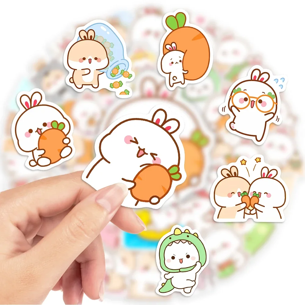 Kawaii Rabbit Couple Stickers Cute Bunny Animal DIY Toy Gift Graffiti Decal for Phone Luggage Laptop Scrapbook Waterproof