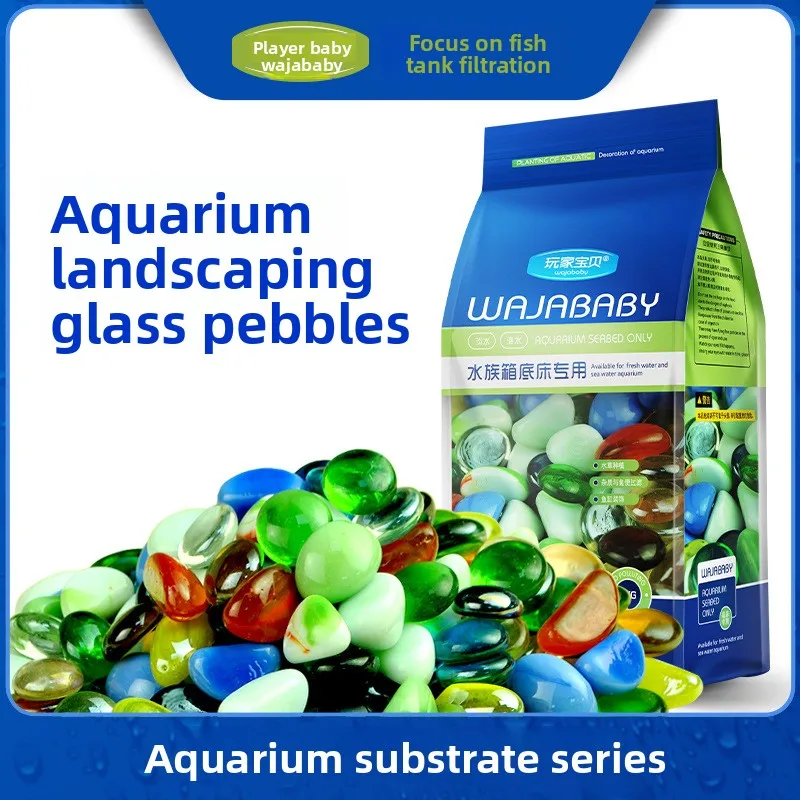WAJABABY Mixed Decorative Stones for Aquarium - Cashew Rocks, Colored Glass & Crystal Gems for Vibrant Fish Tank Landscaping