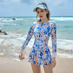 Long Sleeve Swimsuit For Women Swimwear One Piece Maio Plus Size Trikini Sexys Mujer Bathing Suit With Skirt Beachwear