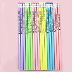 Personalized Engraved Wooden Colored Pencils Customized School Decor Pen With Eraser Wedding Gift Favors Baby Shower Party