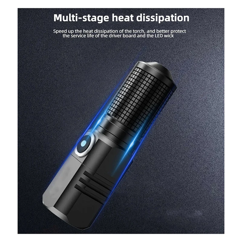 Hot Sale 10000 Lumens Mini LED Flashlight XHP50 USB Rechargeable Built-In Battery 3 Light Modes Portable Torch Lamp