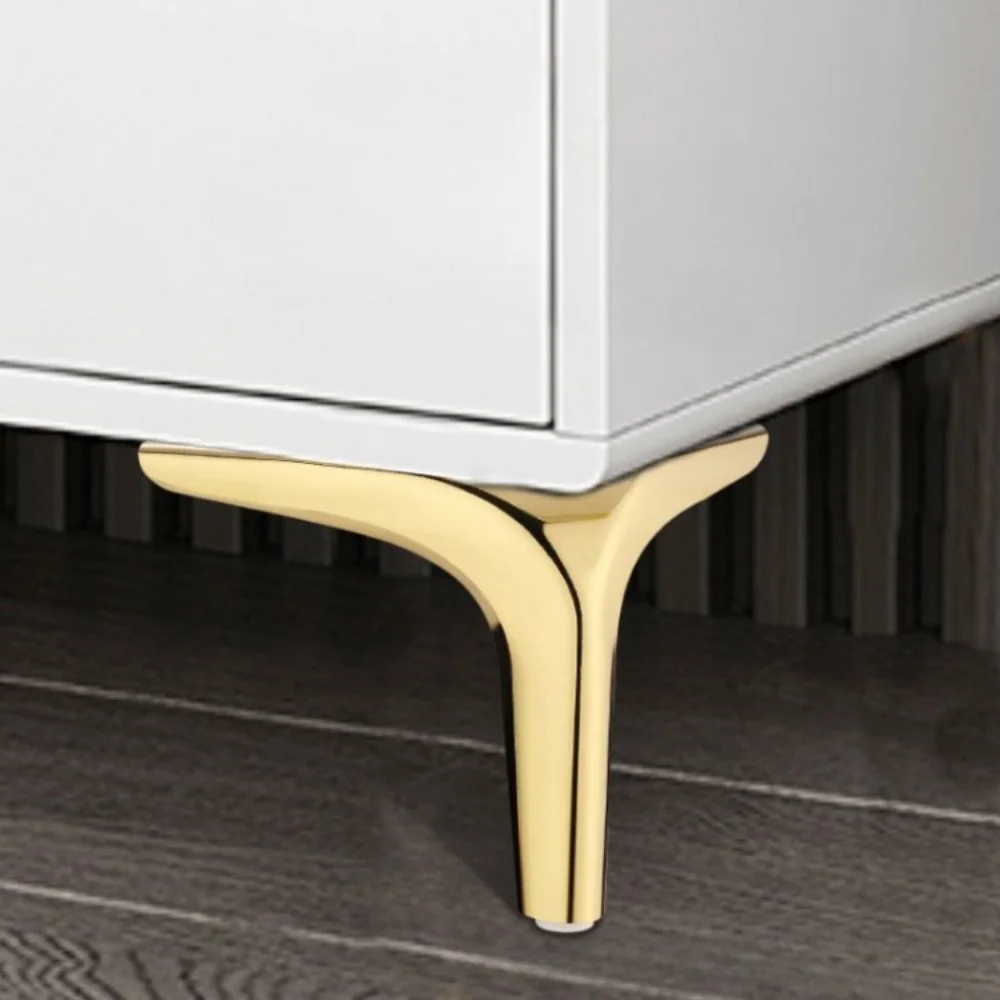 ขาโต๊ะสามเหลี่ยมโลหะทรงกลมขนาด 12 ซม. - ผิวขัดเงา ใช้แทนขาเฟอร์นิเจอร์สำหรับตู้เสื้อผ้า ตู้เก็บของ และตู้