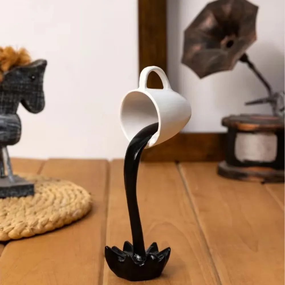 Creative 3D Floating Spilling Coffee Cup Resin Craft Decorative Coffee Cup Ornaments Suspended Cup Sculpture Home Decor