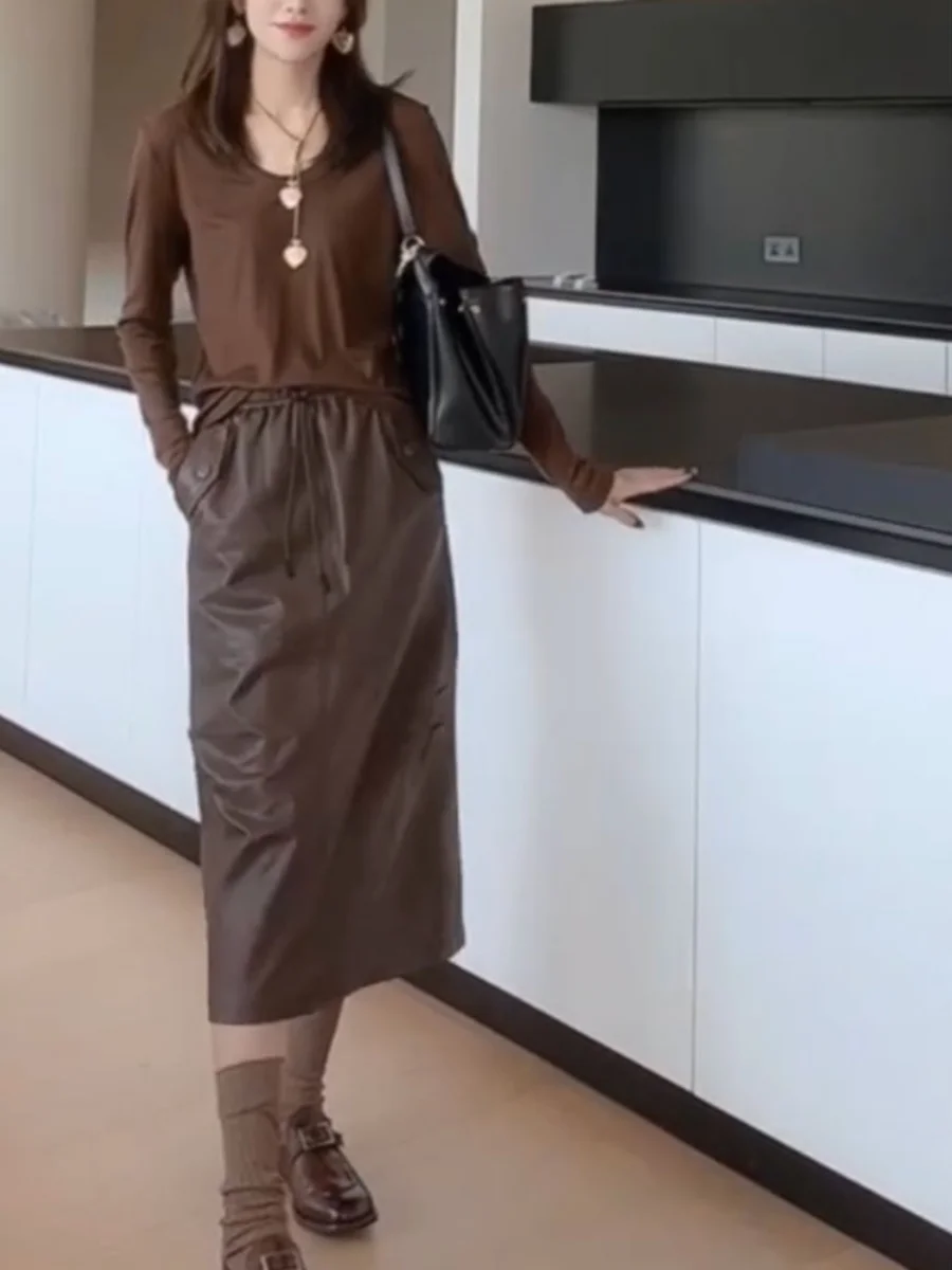 

Chen Mrs. Genuine Leather Single Button eepskin Vest Women's Svel Jaet Versatile Outerwear Square Collar ort Sle