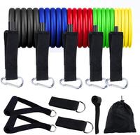 11 Pieces Yoga Resistance Bands Set Power Rubber Elastic Tube Expander Home Gym Fitness Workout Exerciser Strength Pull Up Ropes