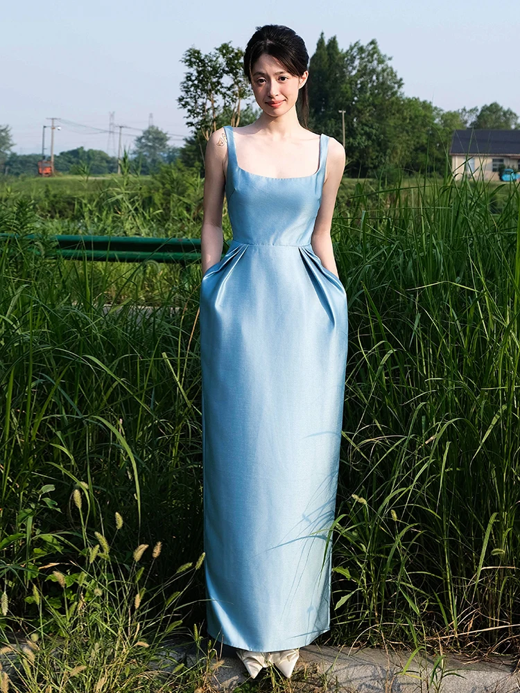 

Blue Bouffant Skirt Wedding Dr Morning Robe Holiday Sle Long Dr Birthday Par Gown Sweet Strapl High Waist Floor ...