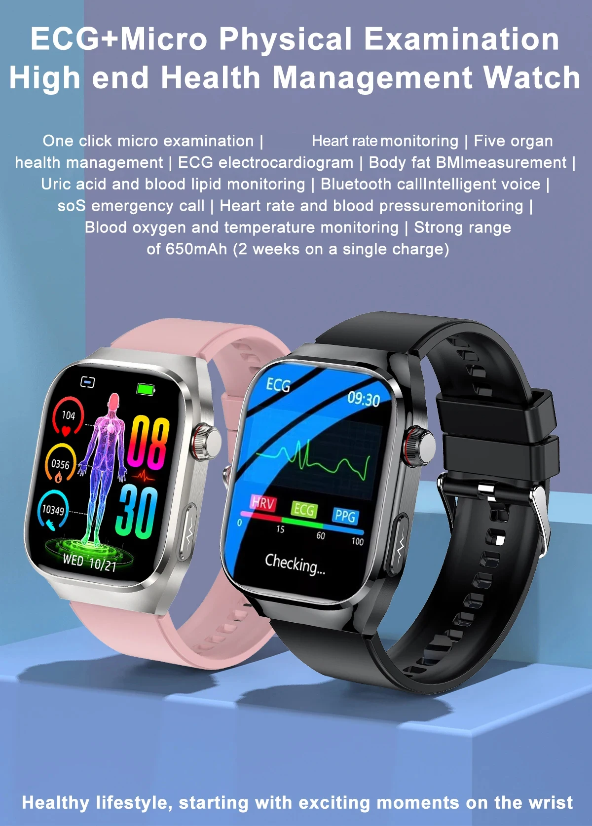 2025New Micro Physical Examination Smart Watch For Men Uric Acid Body Fat Five Organ Health Watches Bluetooth Call SmartBracelet