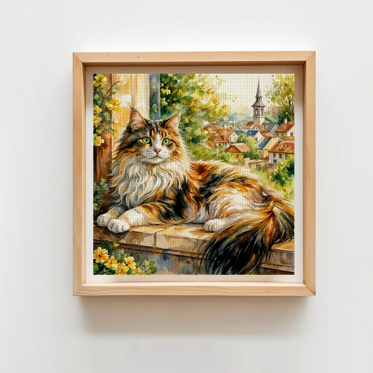 1pc 40X40CM/15.74inch cute cat Stamped Cross Stitch Kit DIY Kit 11/14/16CT DIY Embroidered Set DIY Cross-Stitch Set
