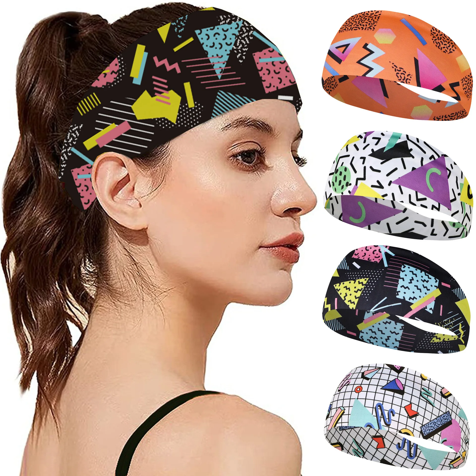 Vintage Fashion Print Travel Party Sweat-absorbing Breathable Yoga Running Fitness Sports Headband