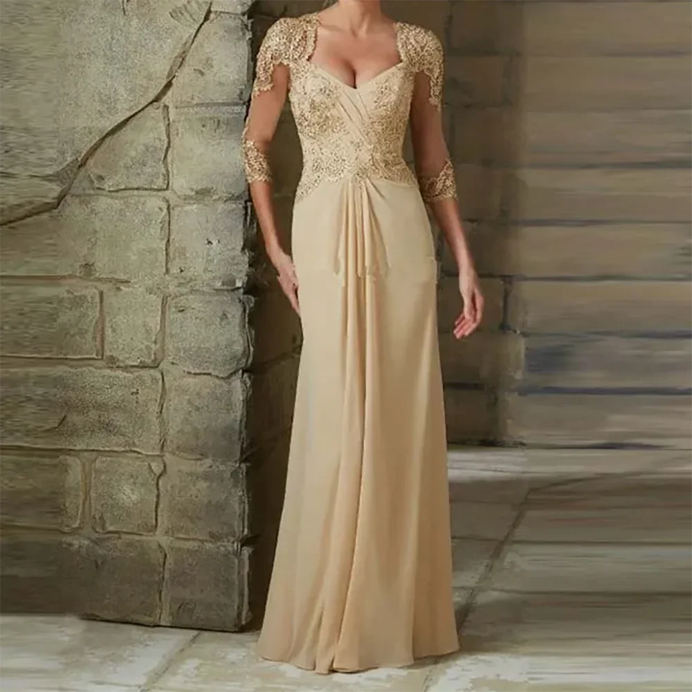 

Customized Graceful Chiffon Mermaid Appliques Sequined Evening Dress Delicate V-Neck Floor Length فساتين سهرات