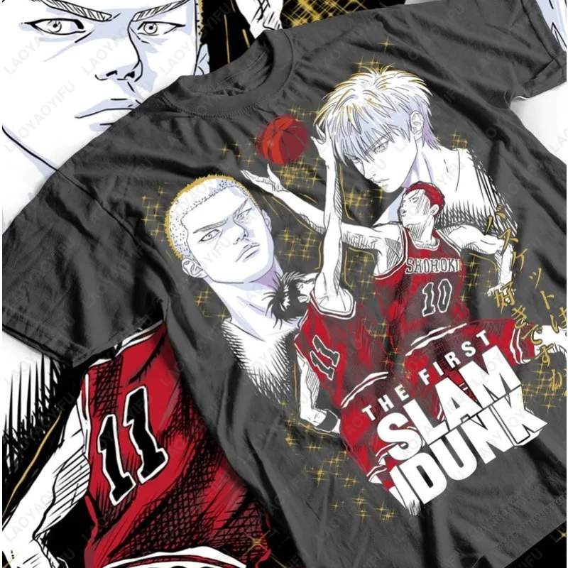 

Футболка Slam Dunk Art Team Basketball Популярное аниме Спорт Манга Ropa Hombre Универсальные мужские и женские классические забавные футболки Хлопковые топы