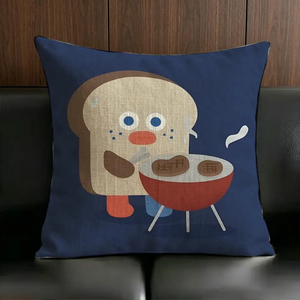 ANIME Toast Cushion Cover Anti-dustmite Pillowcase Invisible zipper silky short plush Sofa cushion cover