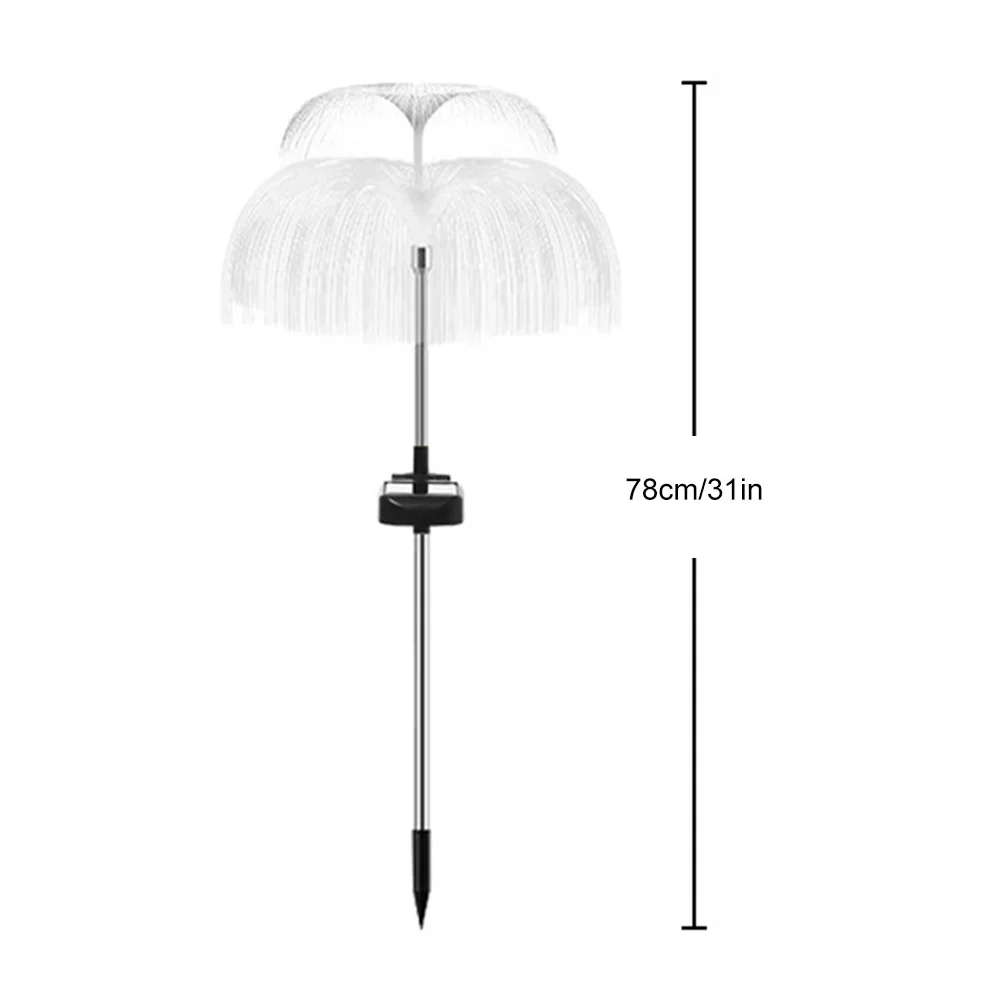 Double Jellyfish Solar Light 7 Gradient Colors Solar Garden Light LED Fiber Optic Lamp Outdoor Waterproof Decoration Ground Lamp