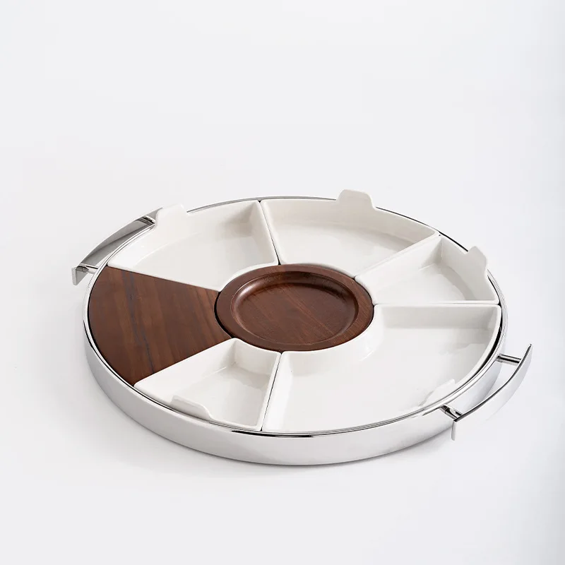 ZML design wood grain plaid tableware knife and fork western tableware set storage plate