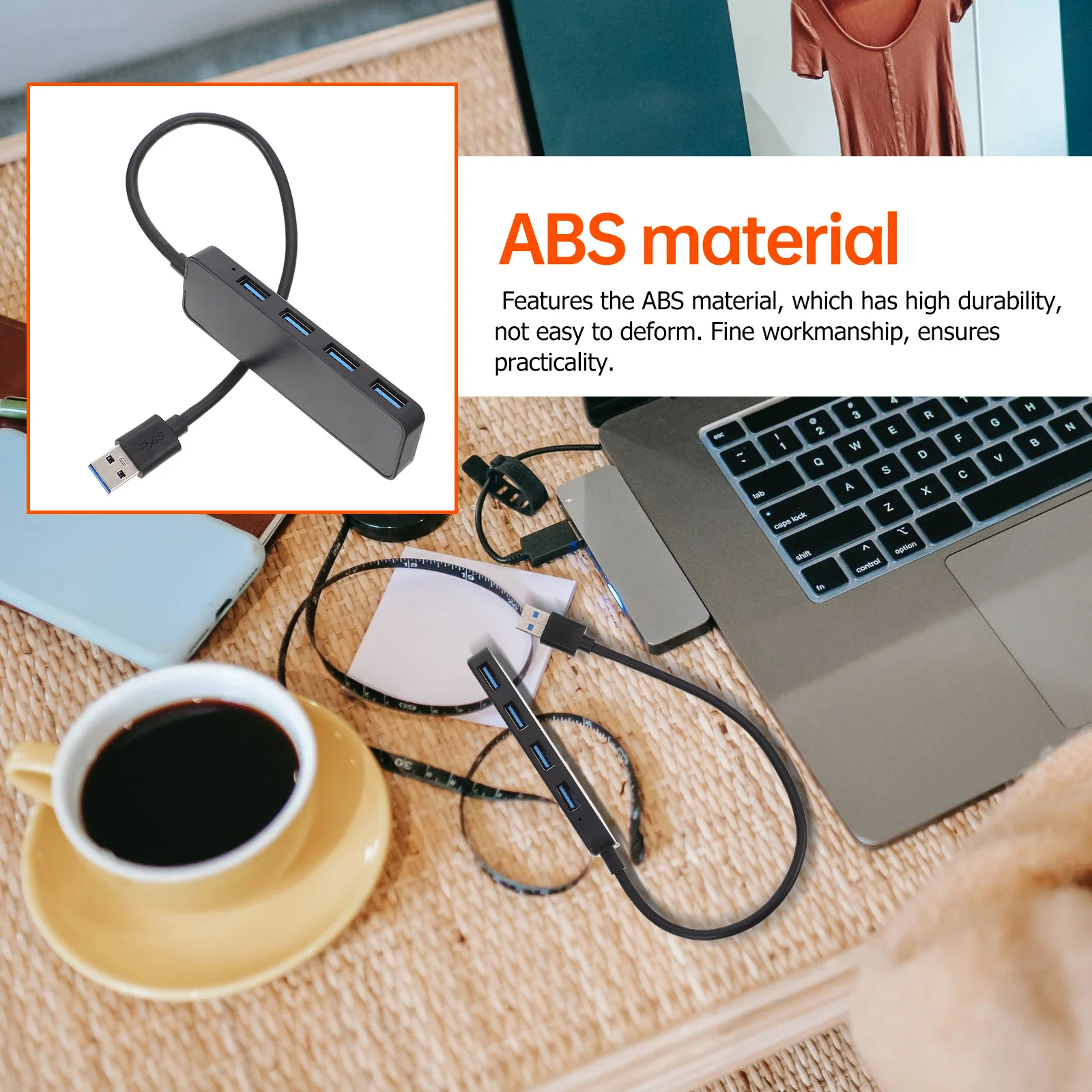 

4 Port 3.0 Portable Mini Usb Splitter 4-In-1 Hub Adapter Multi-Port Usb Hub For Laptop Data Transfer Computer Accessories