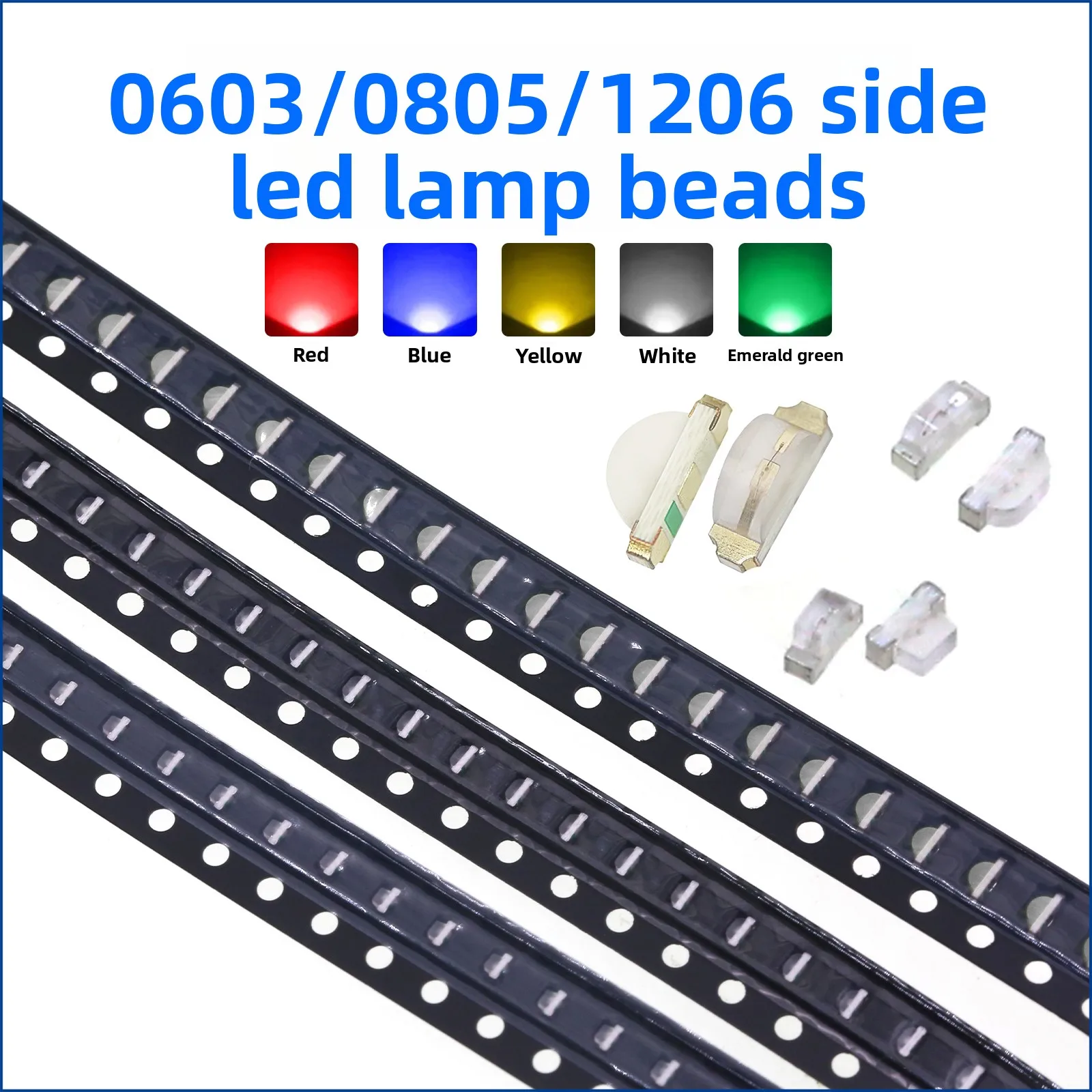Side View SMD LED 0603 0805 1206 3216 2012 1608 Side Emitting Chip Lamp Bead Red Green Yellow Blue White Light for PCB Indicator