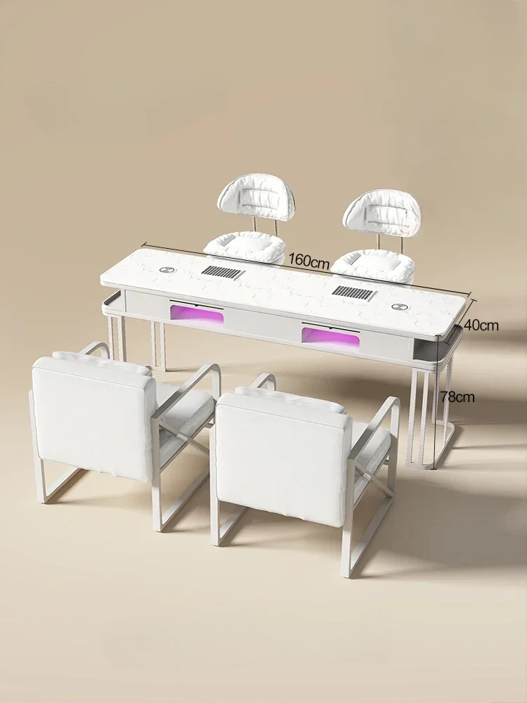 Modern Luxury Professional Nail Table Dressing Storage Manicure Table Vacuum Cleaner Mesa De Manicure Salon Furniture WT