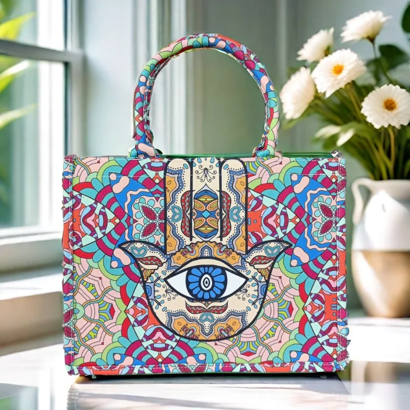 Borsa Tote firmata con Totem fortunato e modello di palmo magico-regalo perfetto per le donne