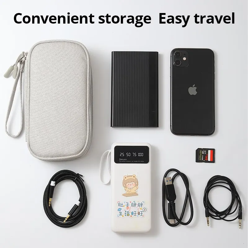 1pc Pink/grey/black/navy Travel Portable Digital Product Storage Bag Usb Data Cable Organizer Headset Charging Treasure JJ2095