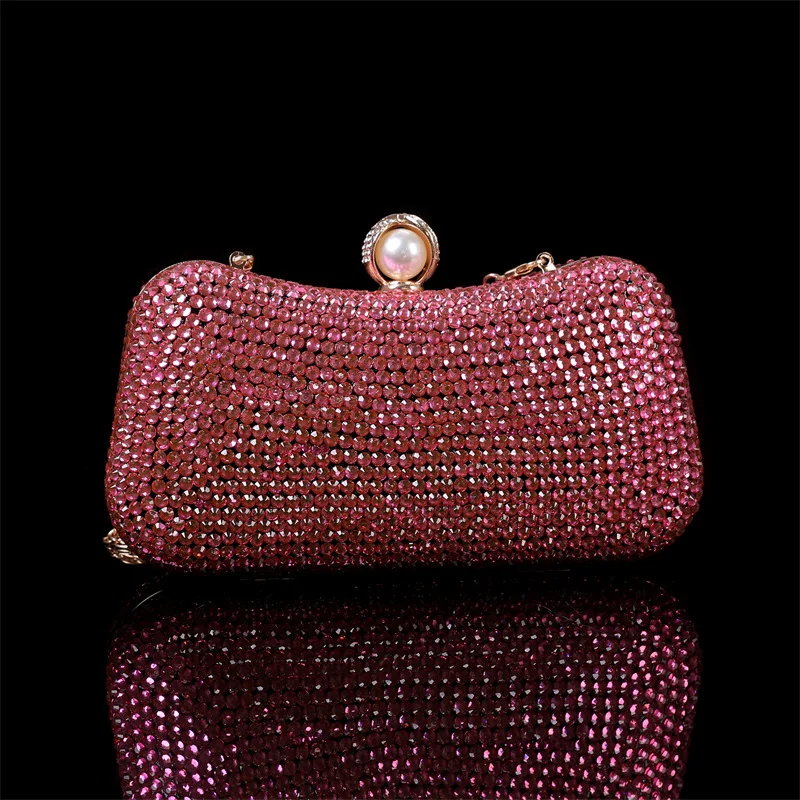 Handbag Spring New Colorful Crystal Chain Banquet Handbag One-shoulder Chain Bag Banquet Dress Handmade Customized Women's Bag