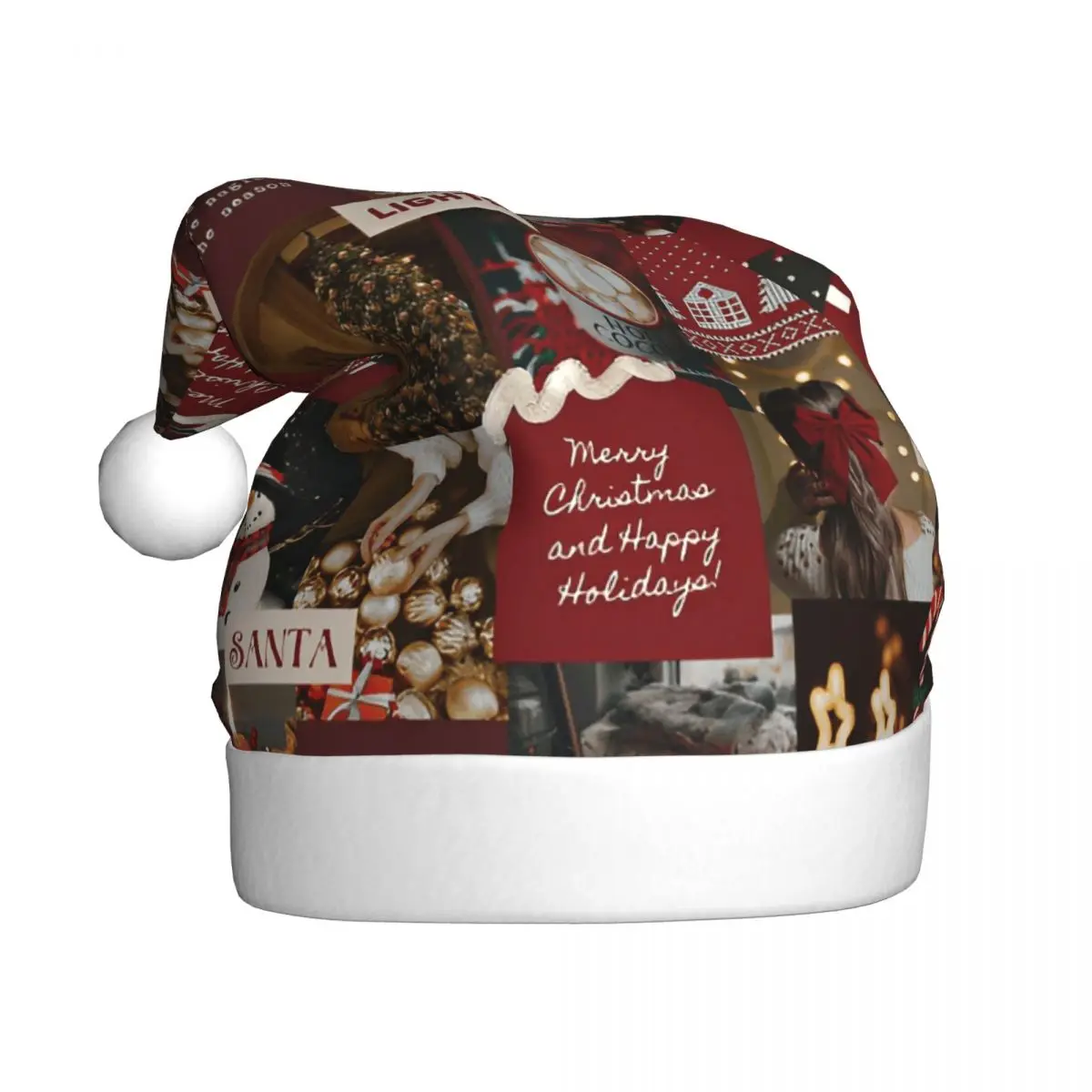 Merry Christmas Collage Christmas Hats for Adult Men Women Snowman New Year Santa Hat Cap Christmas Party Decoration Gift