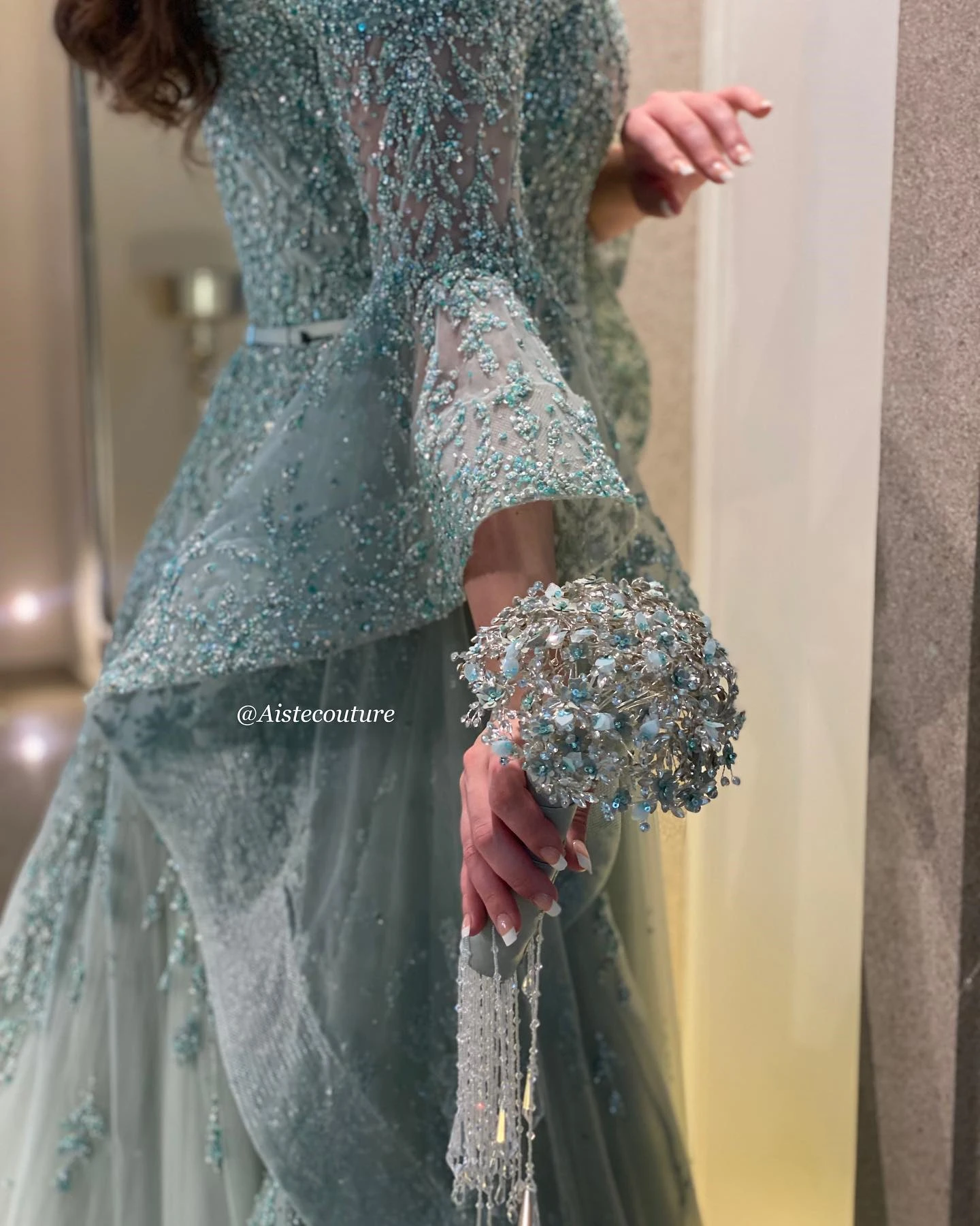 FATAPAESE  Customized Prom Evening Gown with Flowy Sleeves Off-Shoulder Glitter Cathedral Tail  فساتين مناسبة رسميةFormal Ba