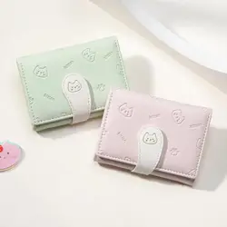 New Kitten Print Wallet 5 Color Money Bags Short Cute Small Purse Women's Student Card Holder Girl ID Bag Card Holder Coin Purse