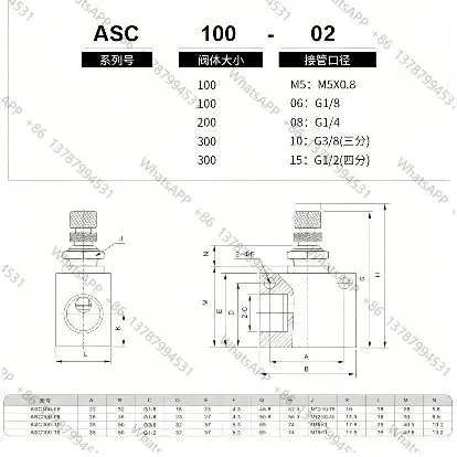 SNS ASC100-06 ASC200-08 ASC300-10/ASC300-15 The throttle gas flow control valve one-way speed regulating valve